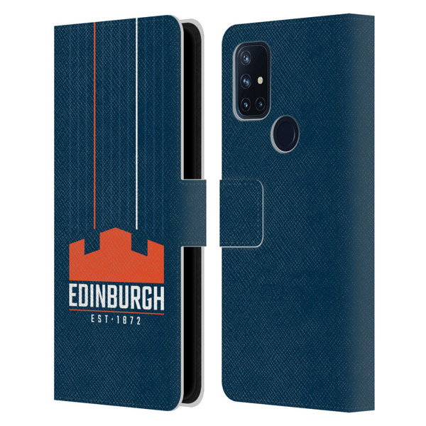 Edinburgh Rugby Logo Art Vertical Stripes Leather Book Wallet Case Cover For OnePlus Nord N10 5G