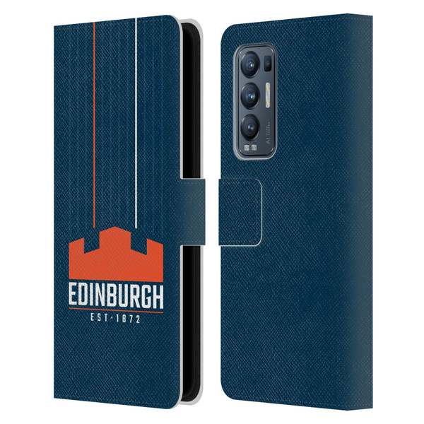 Edinburgh Rugby Logo Art Vertical Stripes Leather Book Wallet Case Cover For OPPO Find X3 Neo / Reno5 Pro+ 5G