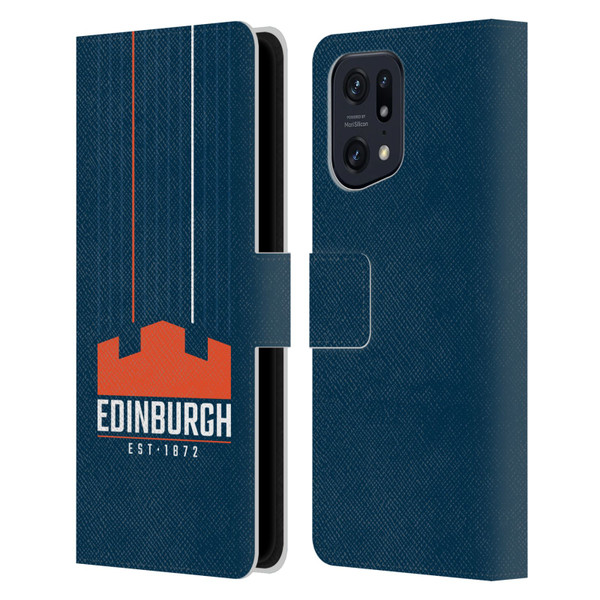 Edinburgh Rugby Logo Art Vertical Stripes Leather Book Wallet Case Cover For OPPO Find X5