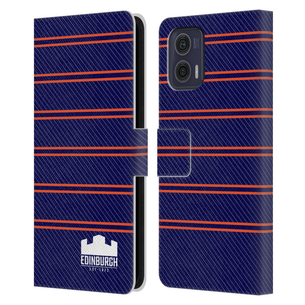 Edinburgh Rugby Logo 2 Stripes Leather Book Wallet Case Cover For Motorola Moto G73 5G