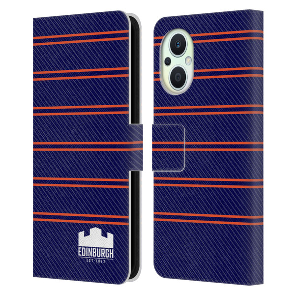 Edinburgh Rugby Logo 2 Stripes Leather Book Wallet Case Cover For OPPO Reno8 Lite