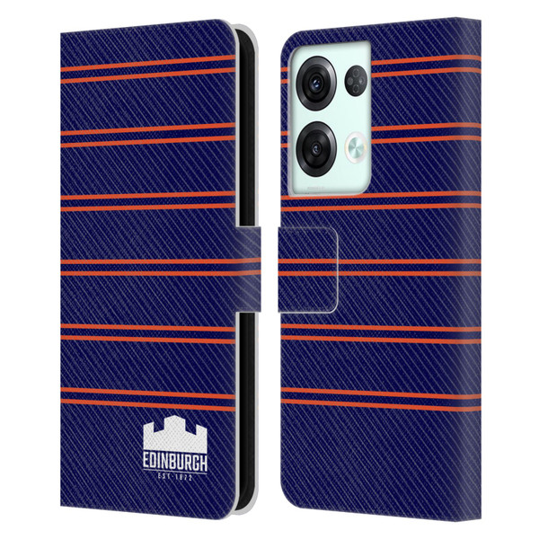 Edinburgh Rugby Logo 2 Stripes Leather Book Wallet Case Cover For OPPO Reno8 Pro