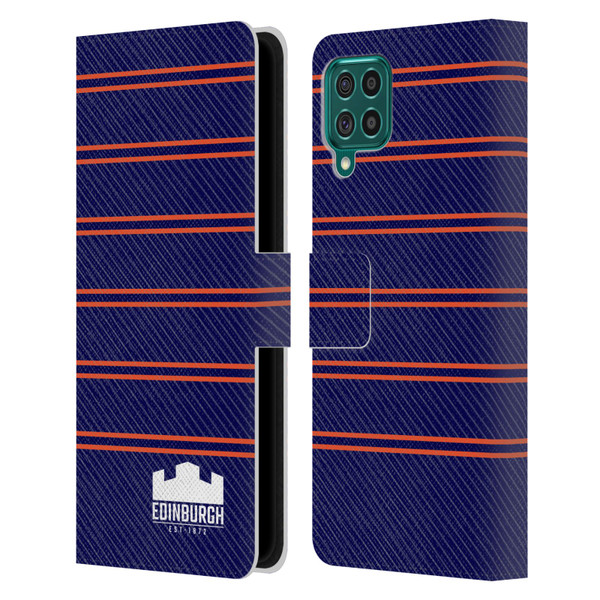 Edinburgh Rugby Logo 2 Stripes Leather Book Wallet Case Cover For Samsung Galaxy F62 (2021)