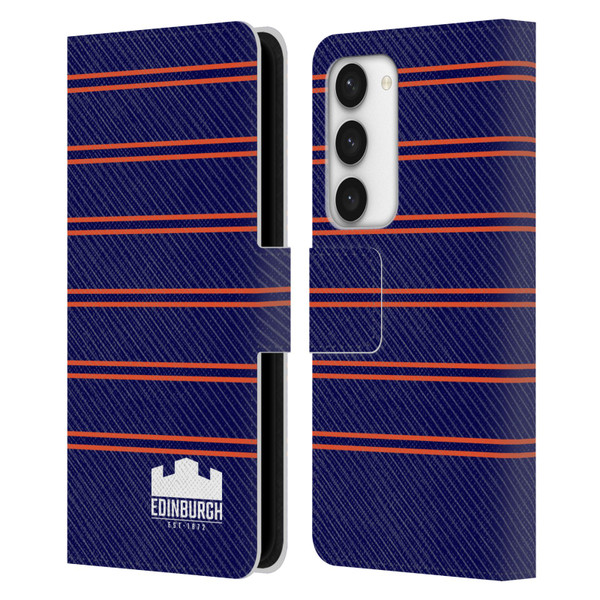 Edinburgh Rugby Logo 2 Stripes Leather Book Wallet Case Cover For Samsung Galaxy S23 5G