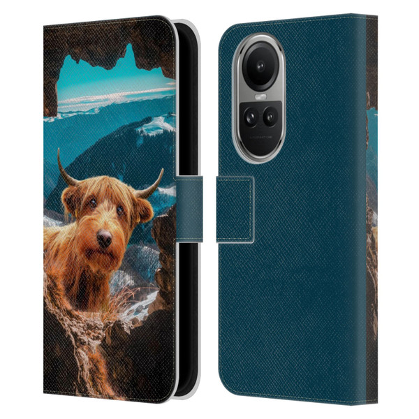 Pixelmated Animals Surreal Wildlife Cowpup Leather Book Wallet Case Cover For OPPO Reno10 5G / Reno10 Pro 5G