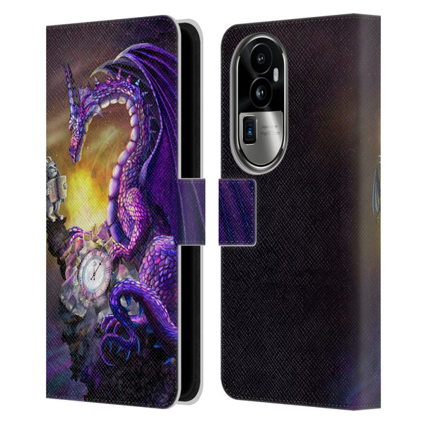 Rose Khan Dragons Purple Time Leather Book Wallet Case Cover For OPPO Reno10 Pro+