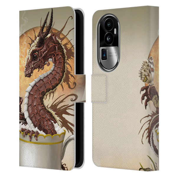 Stanley Morrison Dragons 2 Brown Chocolate Hot Cocoa Leather Book Wallet Case Cover For OPPO Reno10 Pro+