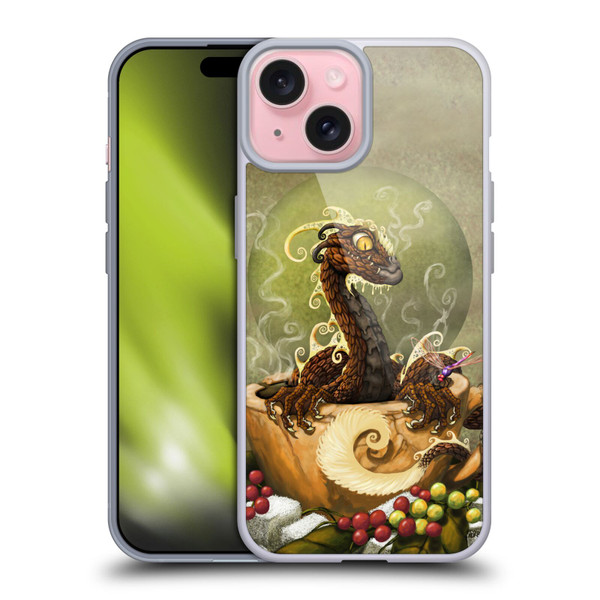 Stanley Morrison Art Brown Coffee Dragon Dragonfly Soft Gel Case for Apple iPhone 15