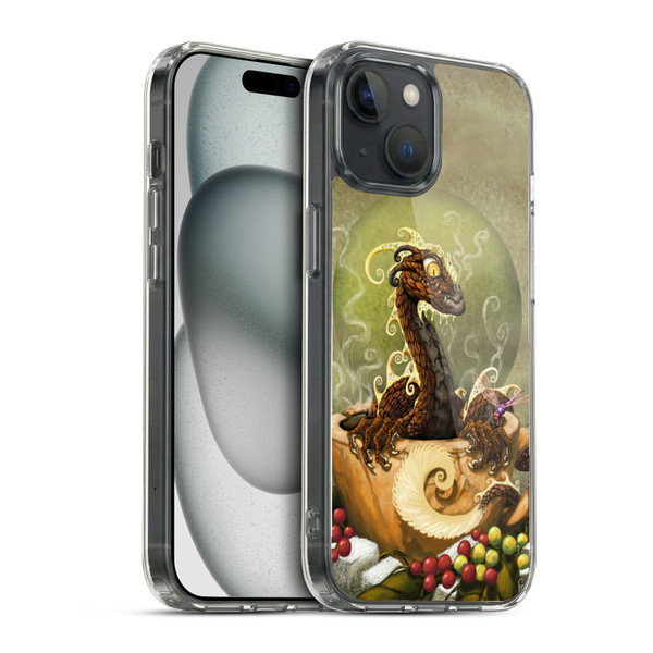 Stanley Morrison Art Brown Coffee Dragon Dragonfly Soft Gel Case for Apple iPhone 15 & MagSafe