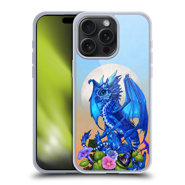 Stanley Morrison Art Blue Sapphire Dragon & Flowers Soft Gel Case for Apple iPhone 15 Pro Max