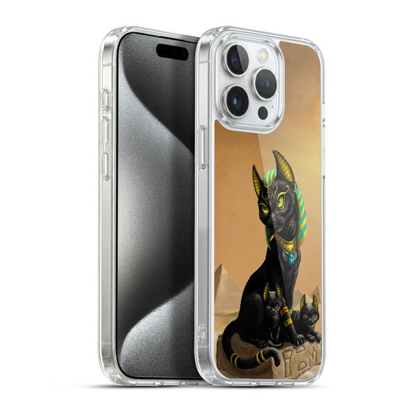 Stanley Morrison Art Egyptian Bastet Cat & Kittens Soft Gel Case for Apple iPhone 15 Pro Max & MagSafe