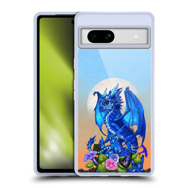 Stanley Morrison Art Blue Sapphire Dragon & Flowers Soft Gel Case for Google Pixel 7a