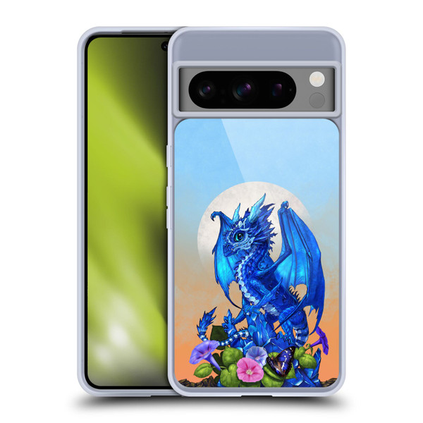Stanley Morrison Art Blue Sapphire Dragon & Flowers Soft Gel Case for Google Pixel 8 Pro
