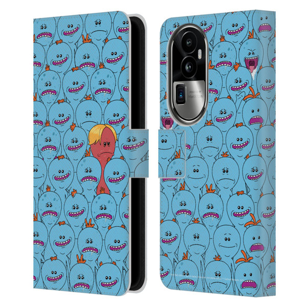 Rick And Morty Season 4 Graphics Mr. Meeseeks Pattern Leather Book Wallet Case Cover For OPPO Reno10 Pro+