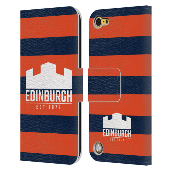 Edinburgh Rugby Graphics Stripes Leather Book Wallet Case Cover For Apple iPod Touch 5G 5th Gen