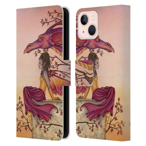 Amy Brown Elemental Fairies Greeting The Dawn Leather Book Wallet Case Cover For Apple iPhone 13