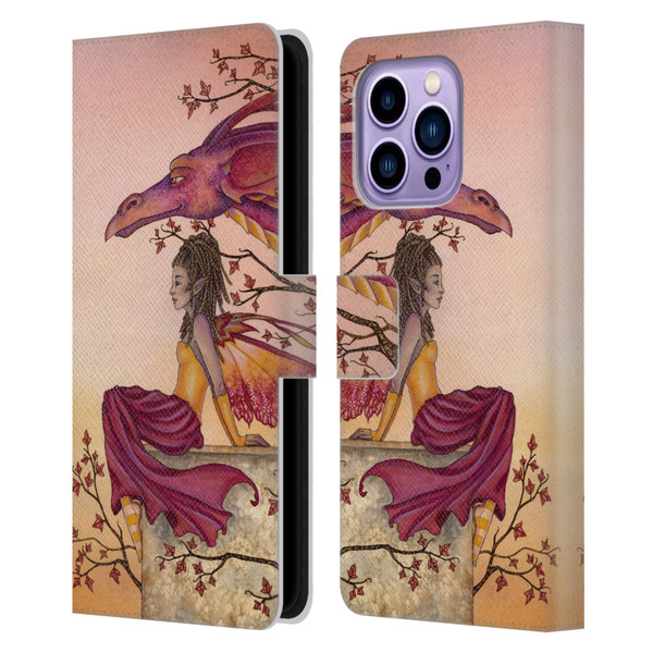 Amy Brown Elemental Fairies Greeting The Dawn Leather Book Wallet Case Cover For Apple iPhone 14 Pro Max