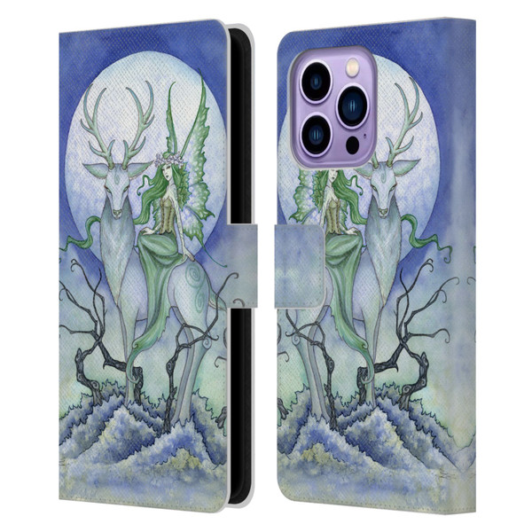 Amy Brown Elemental Fairies Midnight Fairy Leather Book Wallet Case Cover For Apple iPhone 14 Pro Max