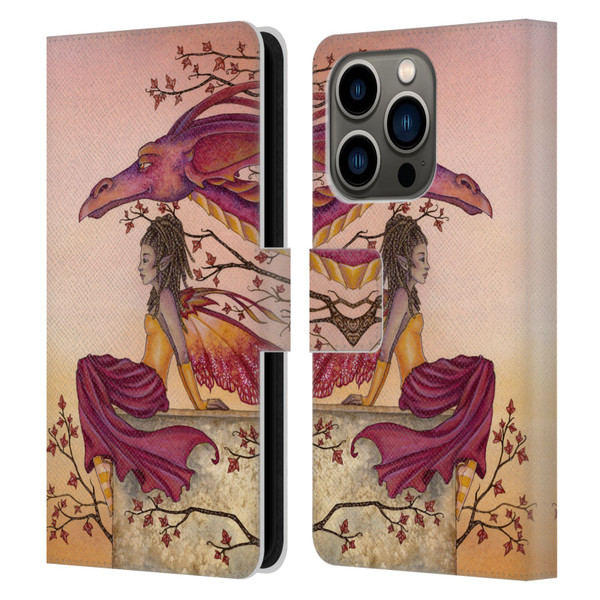 Amy Brown Elemental Fairies Greeting The Dawn Leather Book Wallet Case Cover For Apple iPhone 14 Pro
