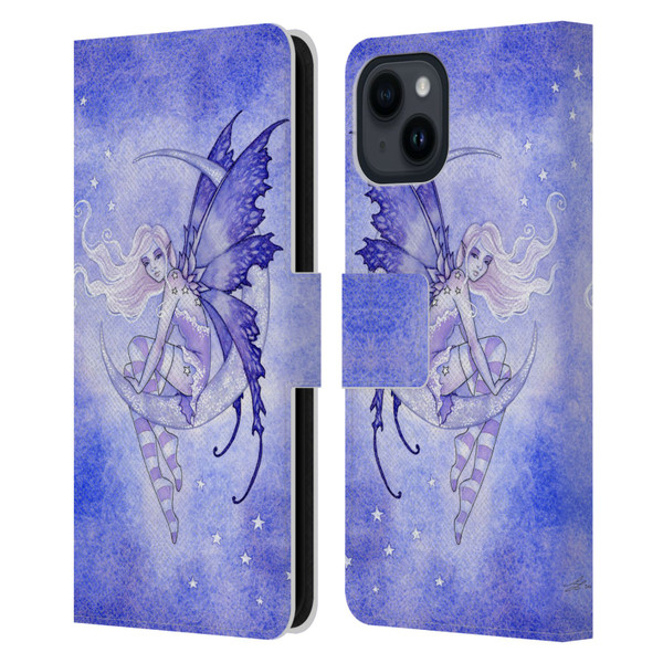 Amy Brown Elemental Fairies Moon Fairy Leather Book Wallet Case Cover For Apple iPhone 15
