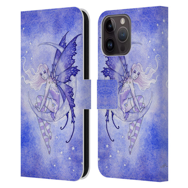 Amy Brown Elemental Fairies Moon Fairy Leather Book Wallet Case Cover For Apple iPhone 15 Pro Max