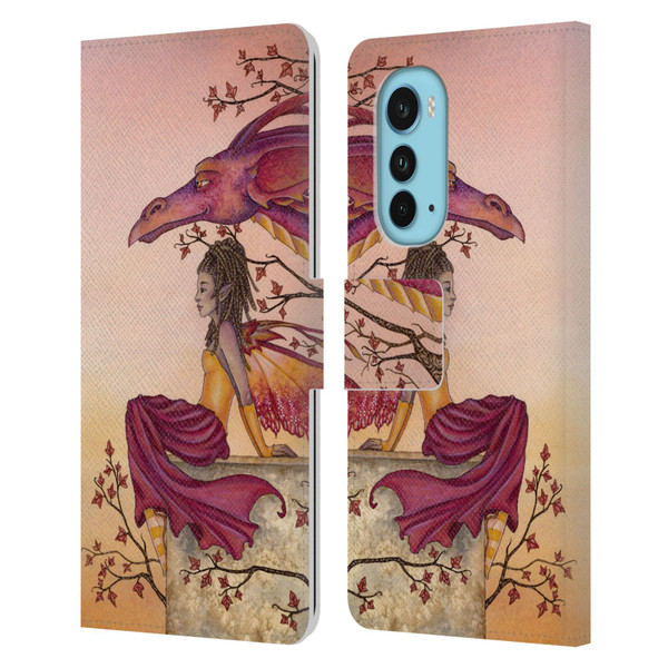 Amy Brown Elemental Fairies Greeting The Dawn Leather Book Wallet Case Cover For Motorola Edge (2022)