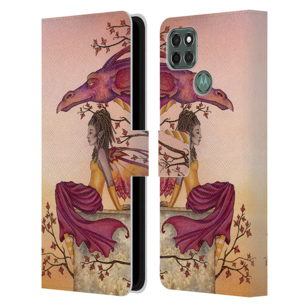 Amy Brown Elemental Fairies Greeting The Dawn Leather Book Wallet Case Cover For Motorola Moto G9 Power