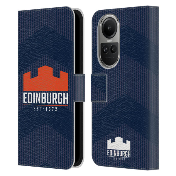 Edinburgh Rugby Graphics Lines Leather Book Wallet Case Cover For OPPO Reno10 5G / Reno10 Pro 5G