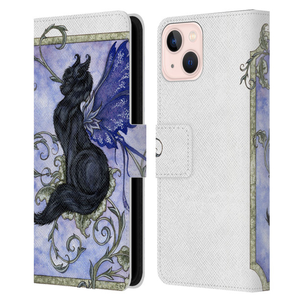 Amy Brown Folklore Fairy Cat Leather Book Wallet Case Cover For Apple iPhone 13