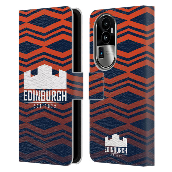 Edinburgh Rugby Graphics Pattern Gradient Leather Book Wallet Case Cover For OPPO Reno10 Pro+