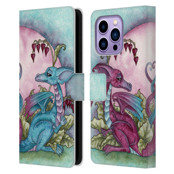 Amy Brown Folklore Love Dragons Leather Book Wallet Case Cover For Apple iPhone 14 Pro Max
