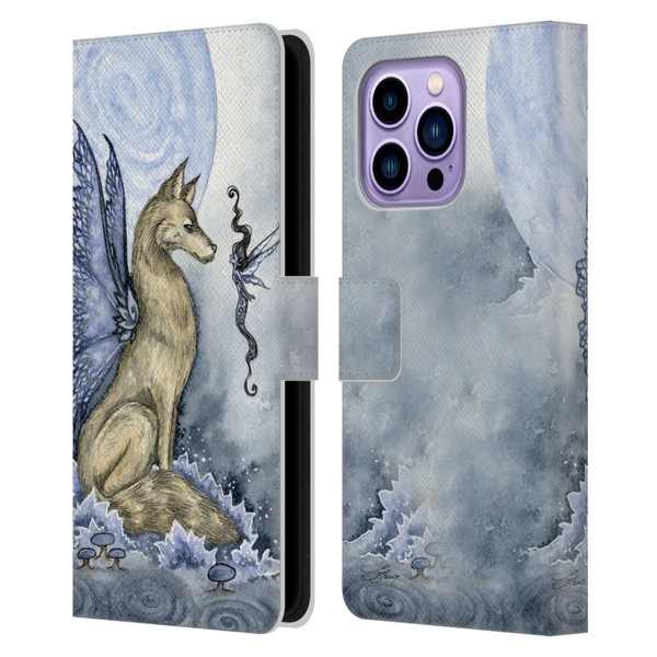 Amy Brown Folklore Wolf Moon Leather Book Wallet Case Cover For Apple iPhone 14 Pro Max