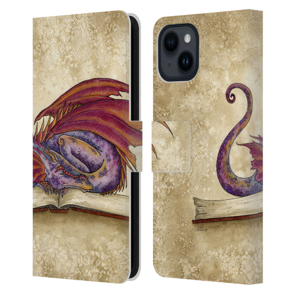 Amy Brown Folklore Bookworm 2 Leather Book Wallet Case Cover For Apple iPhone 15