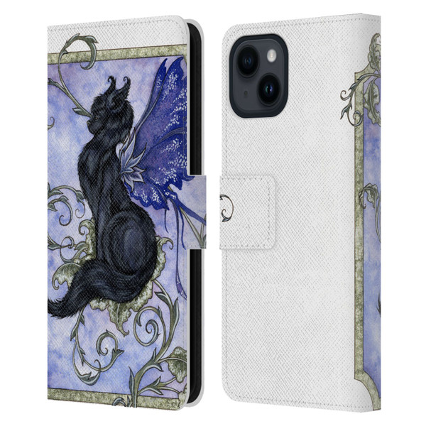 Amy Brown Folklore Fairy Cat Leather Book Wallet Case Cover For Apple iPhone 15