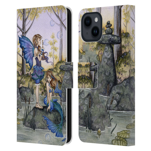 Amy Brown Folklore Cousins Leather Book Wallet Case Cover For Apple iPhone 15