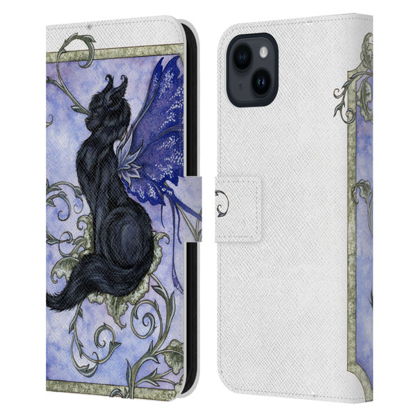 Amy Brown Folklore Fairy Cat Leather Book Wallet Case Cover For Apple iPhone 15 Plus