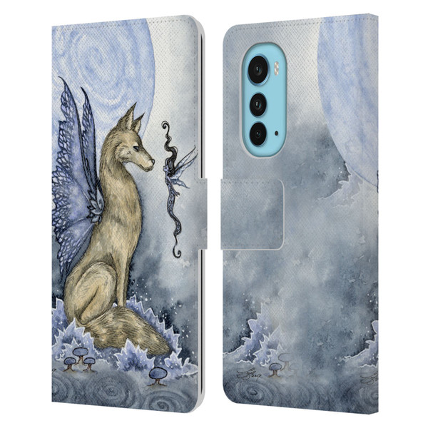 Amy Brown Folklore Wolf Moon Leather Book Wallet Case Cover For Motorola Edge (2022)