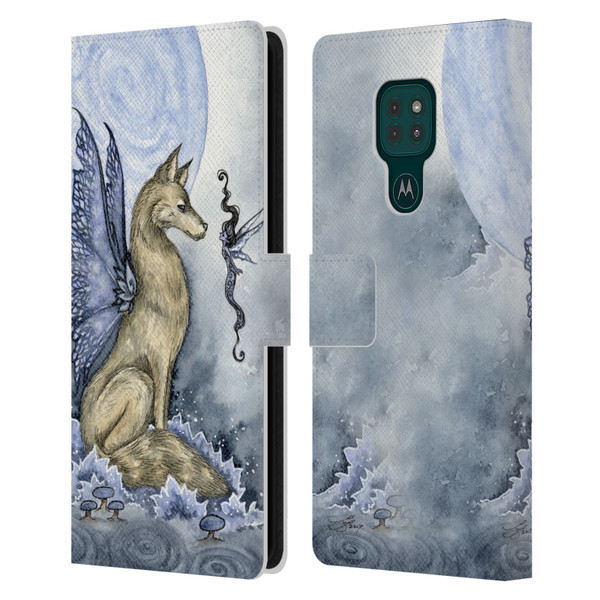 Amy Brown Folklore Wolf Moon Leather Book Wallet Case Cover For Motorola Moto G9 Play