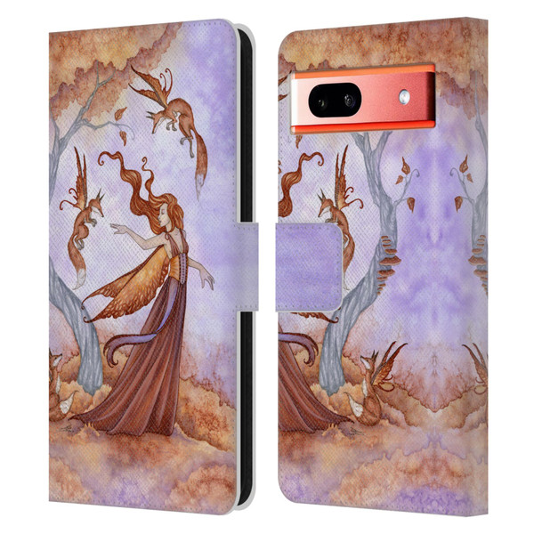 Amy Brown Lovely Fairies Autumn Companion Leather Book Wallet Case Cover For Google Pixel 7a