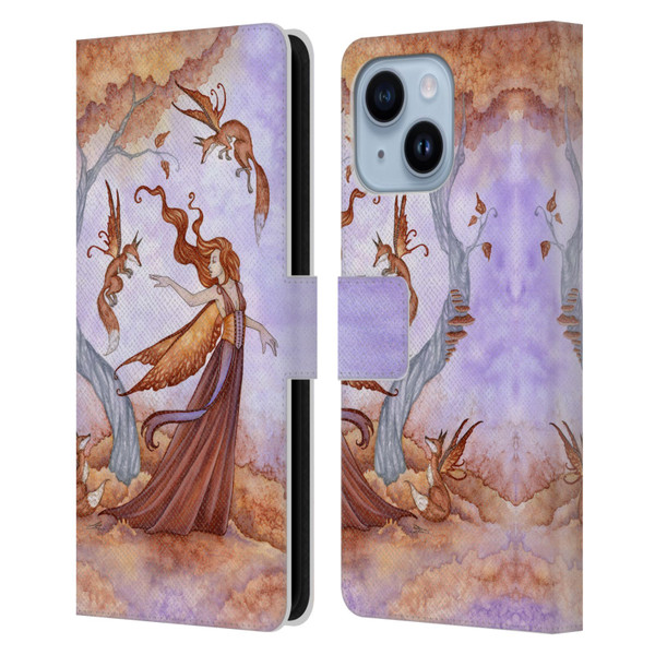 Amy Brown Lovely Fairies Autumn Companion Leather Book Wallet Case Cover For Apple iPhone 14 Plus