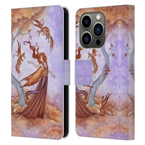 Amy Brown Lovely Fairies Autumn Companion Leather Book Wallet Case Cover For Apple iPhone 14 Pro