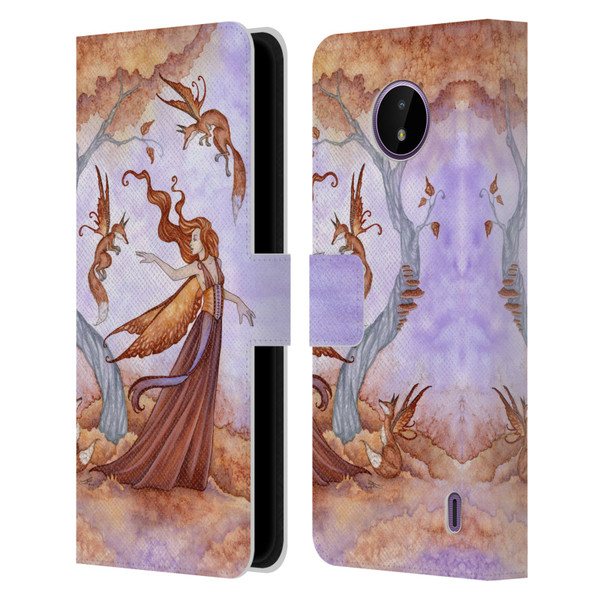 Amy Brown Lovely Fairies Autumn Companion Leather Book Wallet Case Cover For Nokia C10 / C20