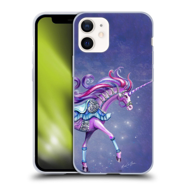 Rose Khan Unicorns Purple Carousel Horse Soft Gel Case for Apple iPhone 12 Mini