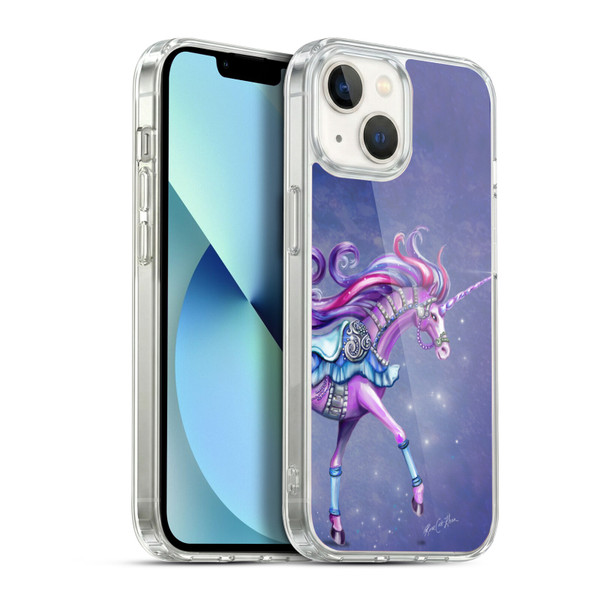Rose Khan Unicorns Purple Carousel Horse Soft Gel Case for Apple iPhone 13