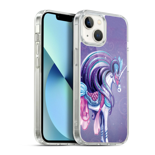 Rose Khan Unicorns White And Purple Soft Gel Case for Apple iPhone 13