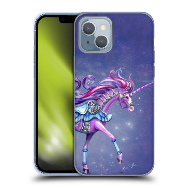 Rose Khan Unicorns Purple Carousel Horse Soft Gel Case for Apple iPhone 14