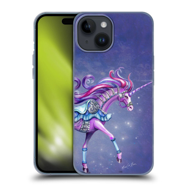 Rose Khan Unicorns Purple Carousel Horse Soft Gel Case for Apple iPhone 15