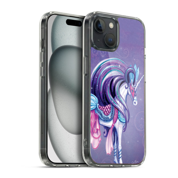 Rose Khan Unicorns White And Purple Soft Gel Case for Apple iPhone 15 Plus & MagSafe