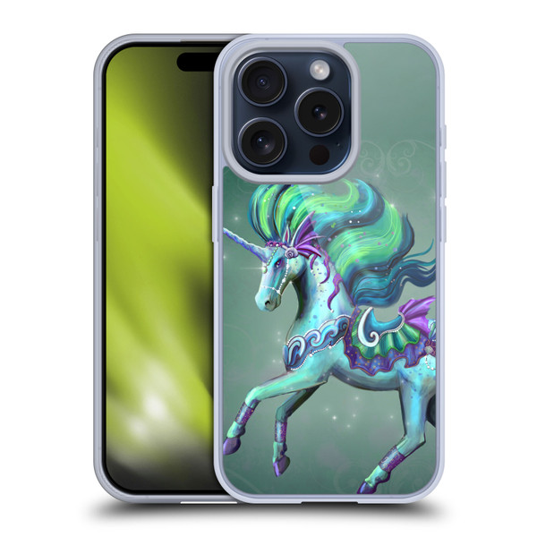 Rose Khan Unicorns Sea Green Soft Gel Case for Apple iPhone 15 Pro