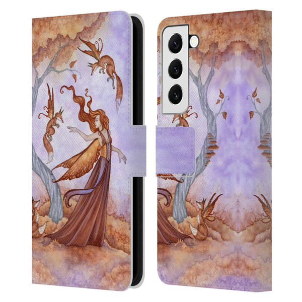 Amy Brown Lovely Fairies Autumn Companion Leather Book Wallet Case Cover For Samsung Galaxy S22 5G